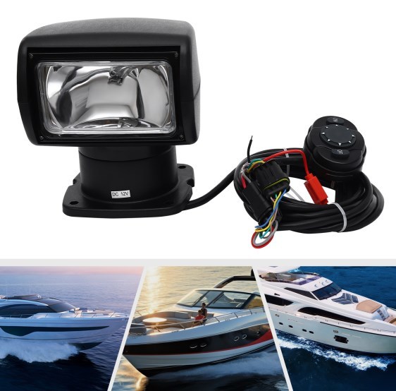 Projecteur marin 12V100W, projecteur marin télécommandé, noir