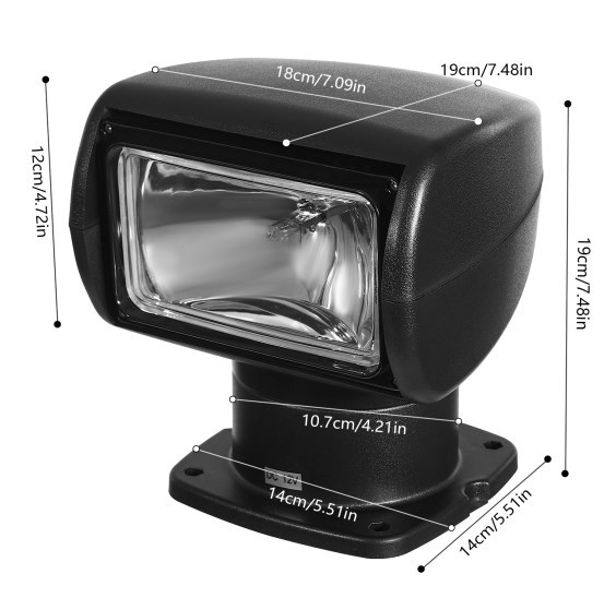 Projecteur marin 12V100W, projecteur marin télécommandé, noir