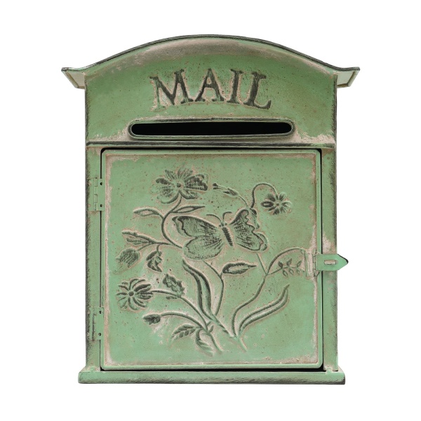 Boîte aux lettres vintage - Montage mural - Boîte aux lettres nostalgique - Pour mur, abri de jardin, porte ou garage - Vert - Décoration d'intérieur - 27 x 10,5 x 31,2 cm