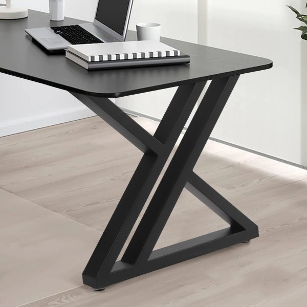 Lot de 2 pieds de table modernes en acier noir - Pieds de table pour bureau, table basse, table à manger - Coussinets en caoutchouc (40 x 45 cm)