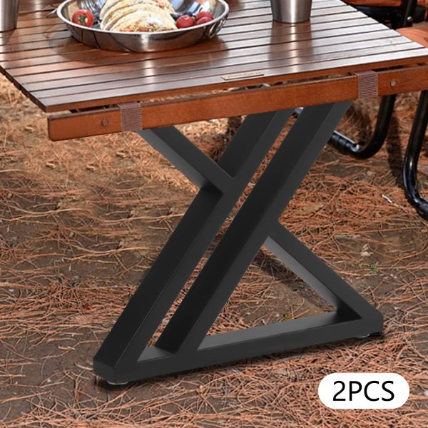 Lot de 2 pieds de table modernes en acier noir - Pieds de table pour bureau, table basse, table à manger - Coussinets en caoutchouc (40 x 45 cm)