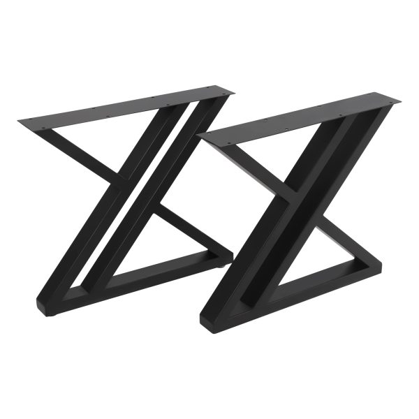Lot de 2 pieds de table modernes en acier noir - Pieds de table pour bureau, table basse, table à manger - Coussinets en caoutchouc (40 x 45 cm)
