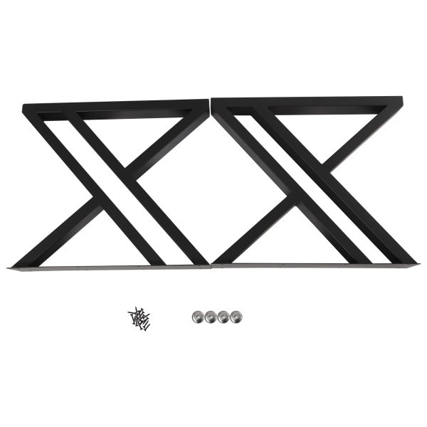 Lot de 2 pieds de table modernes en acier noir - Pieds de table pour bureau, table basse, table à manger - Coussinets en caoutchouc (40 x 45 cm)