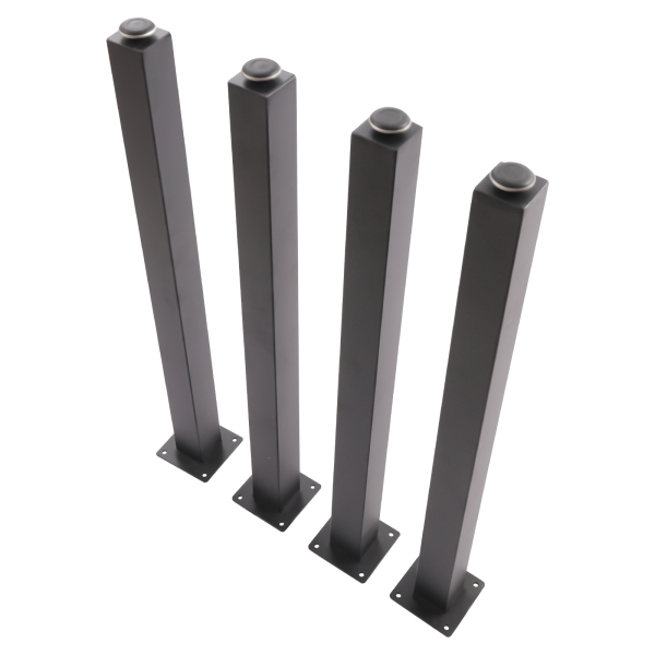 Pieds de table, carrés réglables en hauteur, fer, 4 pièces 710mm, noir Pieds de table, carrés réglables en hauteur, fer, 4 pièces 710mm, noir