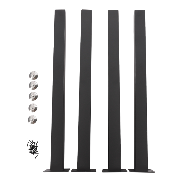 Pieds de table, carrés réglables en hauteur, fer, 4 pièces 710mm, noir