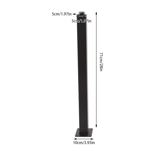 Pieds de table, carrés réglables en hauteur, fer, 4 pièces 710mm, noir