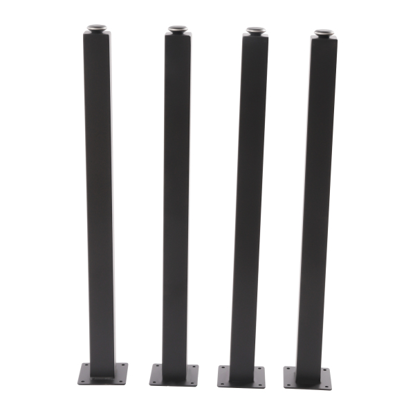 Pieds de table, carrés réglables en hauteur, fer, 4 pièces 710mm, noir Pieds de table, carrés réglables en hauteur, fer, 4 pièces 710mm, noir