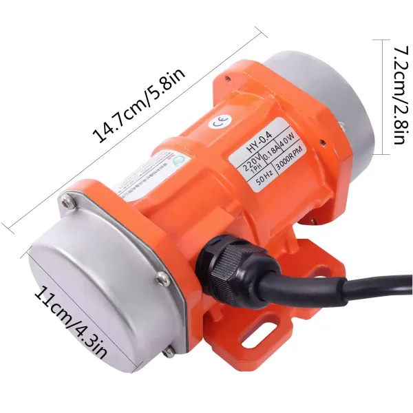 Moteur à vibration électrique monophasé AC 3000 tr/min Moteur à vibration asynchrone Câble vibrateur de béton étanche IP65 (40 W)