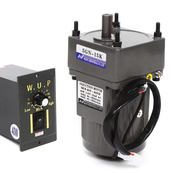 Motoreducteur Électrique AC 220V Moteur à Engrenages Asynchrone Monophasé 40W avec Régulateur de Vitesse (15K), 9 Tours/Min