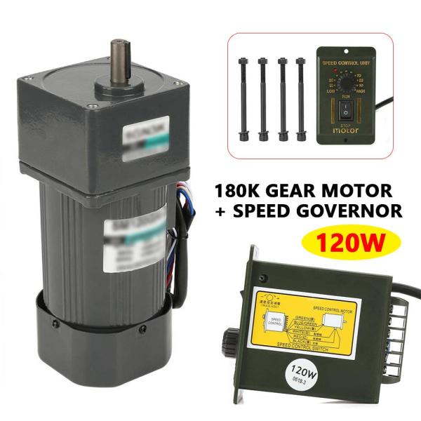 Moteur électrique réglable à courant alternatif avec régulateur de vitesse, 220 V 120 W monophasé couple élevé 0-7,5 tr/min (180 K)