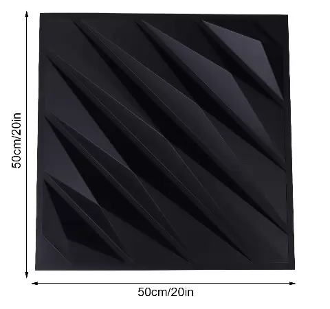 12 stuks 3D-wandpanelen 50 x 50 cm PVC waterdichte wandpanelen voor slaapkamer woonkamer matzwart
