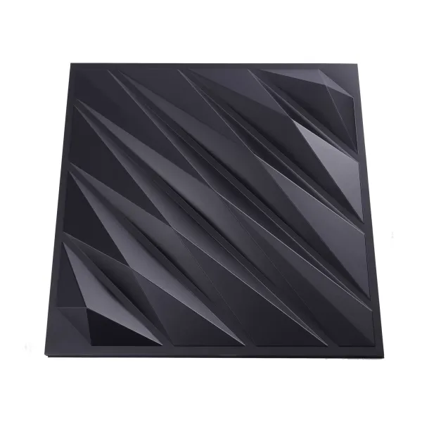 Lot de 12 panneaux muraux 3D - 50 x 50 cm - En PVC - Imperméables - Pour chambre à coucher, salon - Noir mat