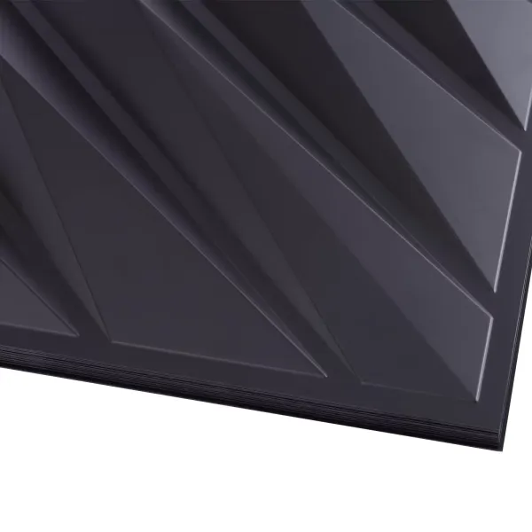 Lot de 12 panneaux muraux 3D - 50 x 50 cm - En PVC - Imperméables - Pour chambre à coucher, salon - Noir mat