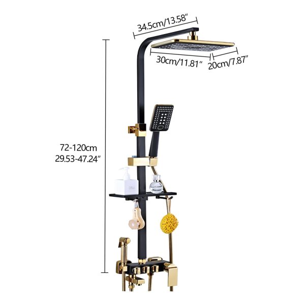 Ensemble de douche en acier inoxydable avec plateau, pommeau de douche avec tuyau et barre de douche réglable en hauteur