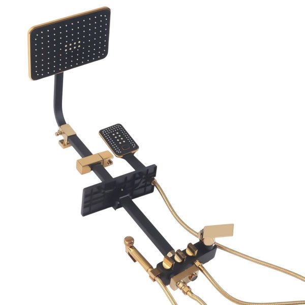Ensemble de douche en acier inoxydable avec plateau, pommeau de douche avec tuyau et barre de douche réglable en hauteur