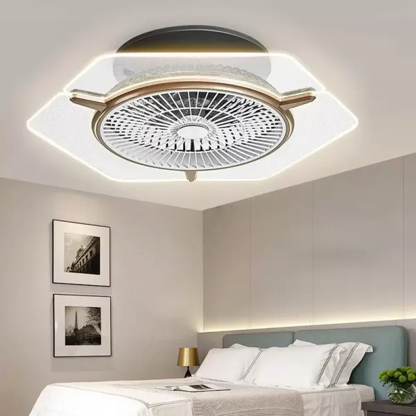 22'' Ventilateur de Plafond avec Lampe Moderne Plafonnier LED Réglable 3 Vitesses + Télécommande 46W