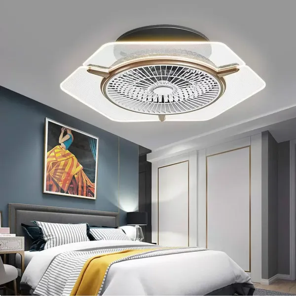 22'' Ventilateur de Plafond avec Lampe Moderne Plafonnier LED Réglable 3 Vitesses + Télécommande 46W