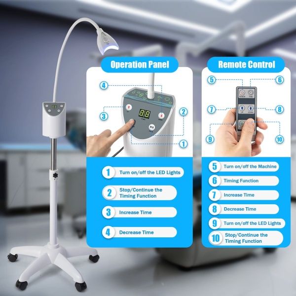 Lampe LED à lumière froide - Système de blanchiment dentaire -  Avec 2 lunettes de protection et télécommande infrarouge haute sensibilité