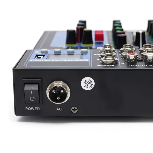 Table de mixage audio Bluetooth 7 canaux USB DJ Sound Console de mixage Phantom 48 V pour guitaristes, chanteurs ou producteurs