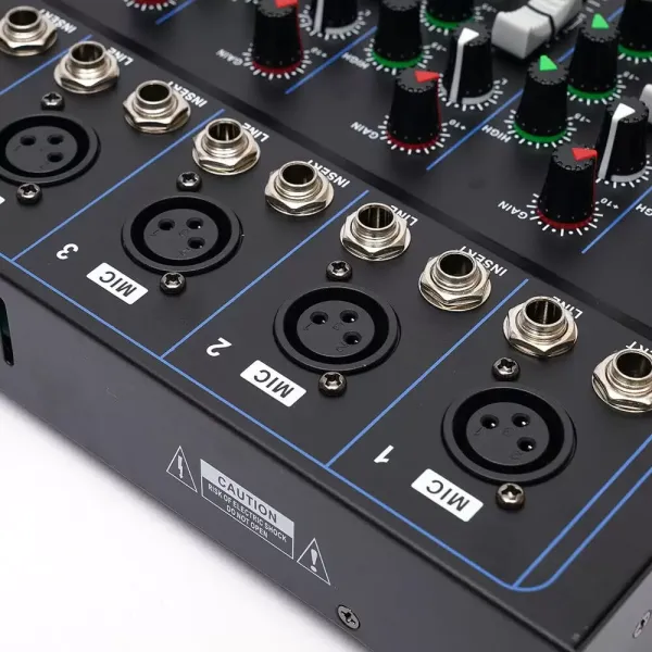 Table de mixage audio Bluetooth 7 canaux USB DJ Sound Console de mixage Phantom 48 V pour guitaristes, chanteurs ou producteurs