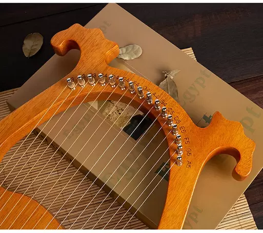 Harfe, Die Holz Leier 16 snaren met stemsleutel voor beginners, draagbaar muziekinstrument (houtkleur)