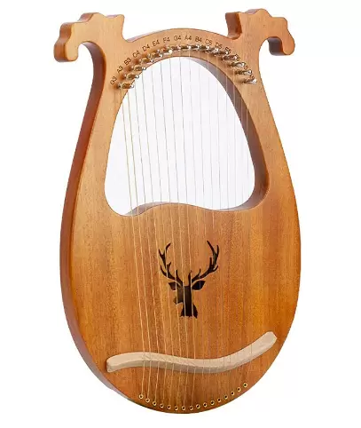 Harfe, Die Holz Leier 16 snaren met stemsleutel voor beginners, draagbaar muziekinstrument (houtkleur)