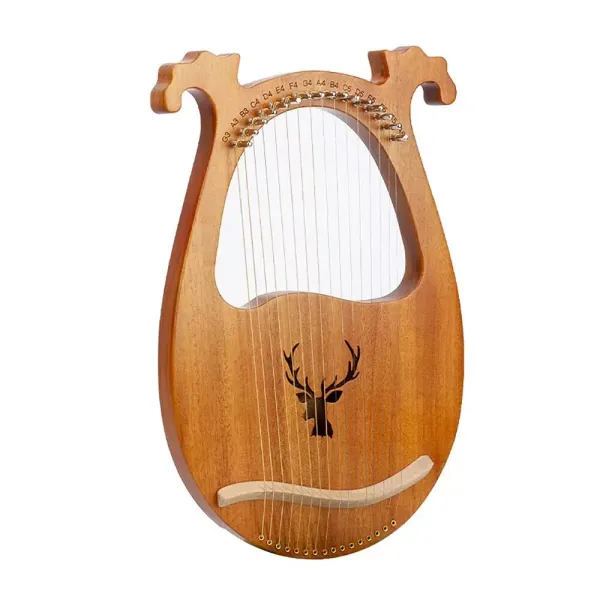 Harfe, Die Holz Leier 16 Cordes avec clé d'accordage pour débutants, instrument de musique portable (couleur bois)
