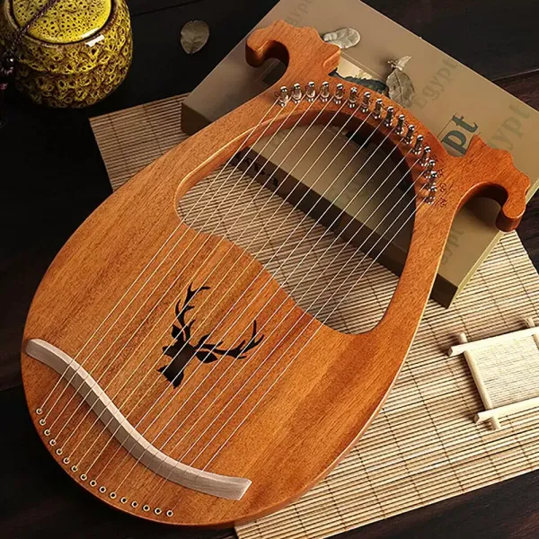 Harfe, Die Holz Leier 16 Cordes avec clé d'accordage pour débutants, instrument de musique portable (couleur bois)