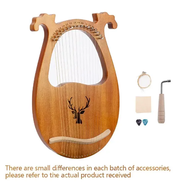 Harfe, Die Holz Leier 16 Cordes avec clé d'accordage pour débutants, instrument de musique portable (couleur bois) Harfe, Die Holz Leier 16 Cordes avec clé d'accordage pour débutants, instrument de musique portable (couleur bois)
