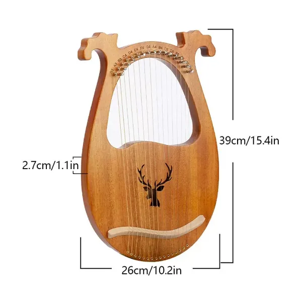 Harfe, Die Holz Leier 16 Cordes avec clé d'accordage pour débutants, instrument de musique portable (couleur bois) Harfe, Die Holz Leier 16 Cordes avec clé d'accordage pour débutants, instrument de musique portable (couleur bois)