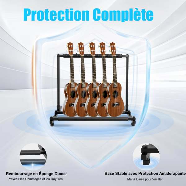 Support multiprise pour guitare basse - Support pour 5 guitares - Noir