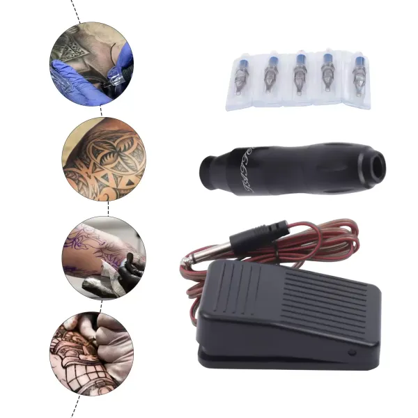 CNCEST Kit de tatouage Machine de tatouage Stylo de tatouage 10000RPM 8V avec 20 aiguilles de tatouage pour débutants