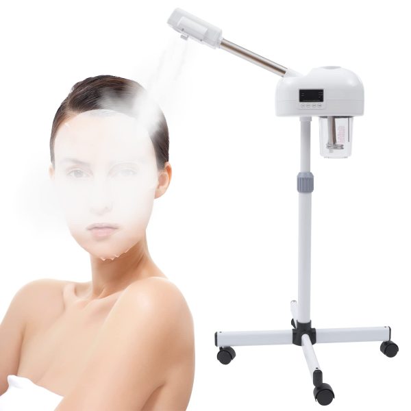 Pulvérisateur vapeur pour le visage avec fonction ozone et vapeur chaude - Buse rotative à 360° - Blanc - 750 W