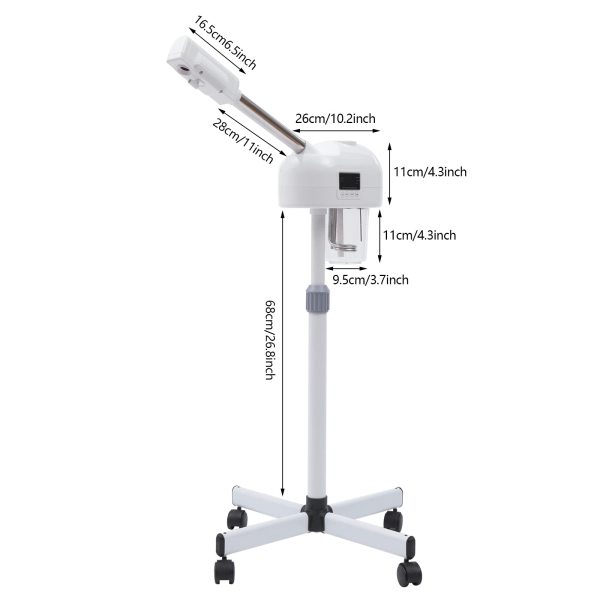 Pulvérisateur vapeur pour le visage avec fonction ozone et vapeur chaude - Buse rotative à 360° - Blanc - 750 W