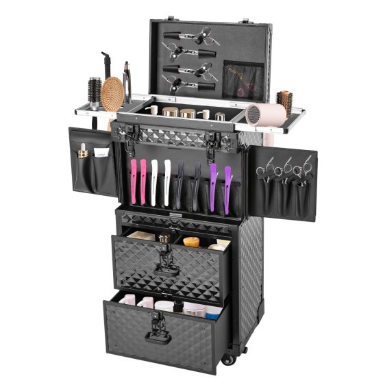 Trousse cosmétique à roulettes, trousse de coiffure, trousse de maquillage
