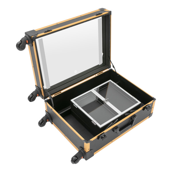 Trousse de maquillage professionnelle Trousse de maquillage de voyage avec miroir LED Noir Jaune