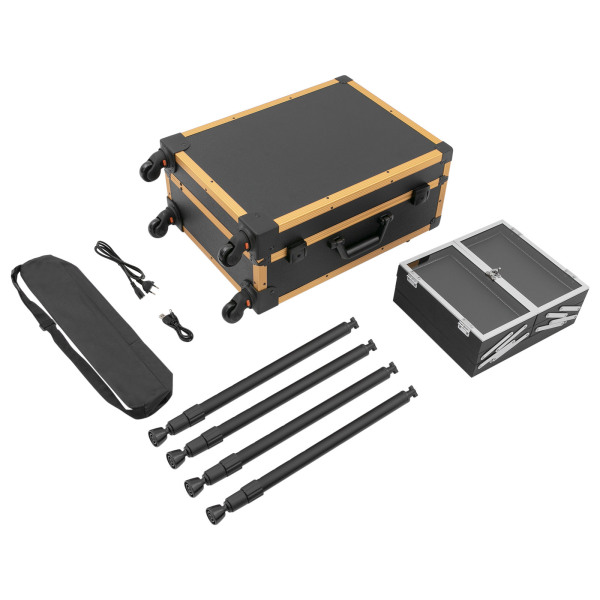 Trousse de maquillage professionnelle Trousse de maquillage de voyage avec miroir LED Noir Jaune