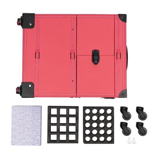 Trousse de Maquillage à Roulettes avec Poignée + Miroir Trousse de Maquillage à Roulettes Moderne Rectangulaire Noir