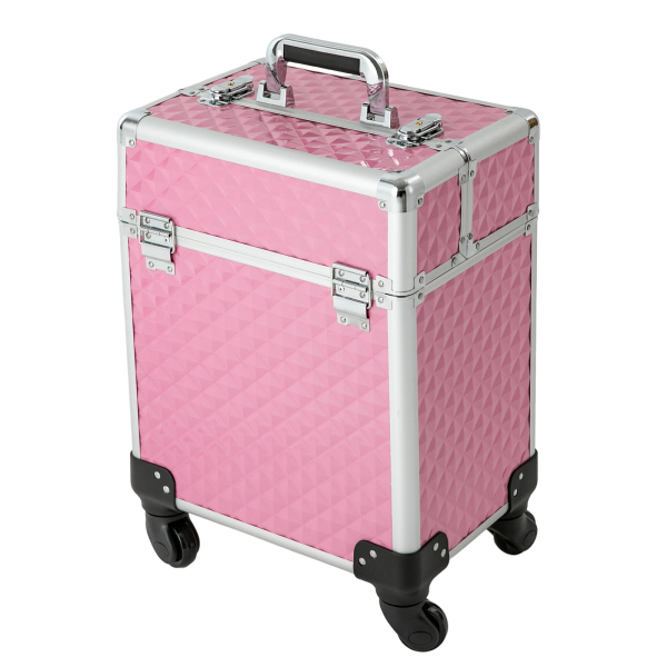 Trousse de maquillage professionnelle, trousse de maquillage multifonctionnelle, grande mallette de rangement sur chariot pour ongles