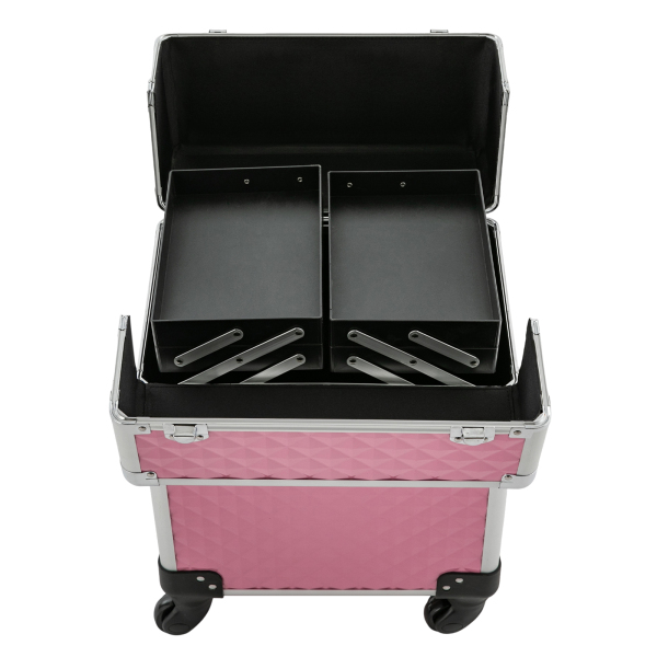 Trousse de maquillage professionnelle, trousse de maquillage multifonctionnelle, grande mallette de rangement sur chariot pour ongles