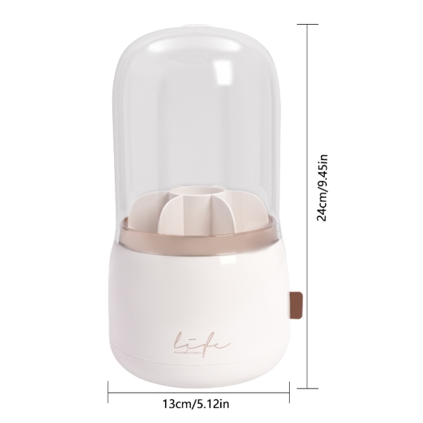 Ensemble 2 pièces de boîte de rangement pour cosmétiques (boîte de maquillage + tube de rangement pour pinceaux de maquillage) - blanc laiteux