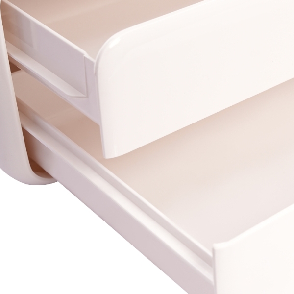 Ensemble 2 pièces de boîte de rangement pour cosmétiques (boîte de maquillage + tube de rangement pour pinceaux de maquillage) - blanc laiteux