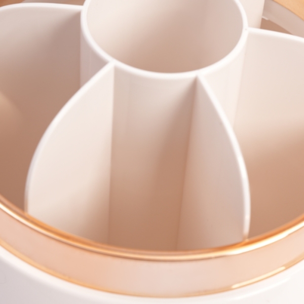 Ensemble 2 pièces de boîte de rangement pour cosmétiques (boîte de maquillage + tube de rangement pour pinceaux de maquillage) - blanc laiteux
