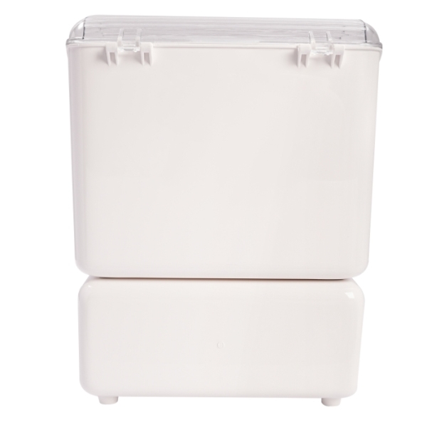 Ensemble 2 pièces de boîte de rangement pour cosmétiques (boîte de maquillage + tube de rangement pour pinceaux de maquillage) - blanc laiteux