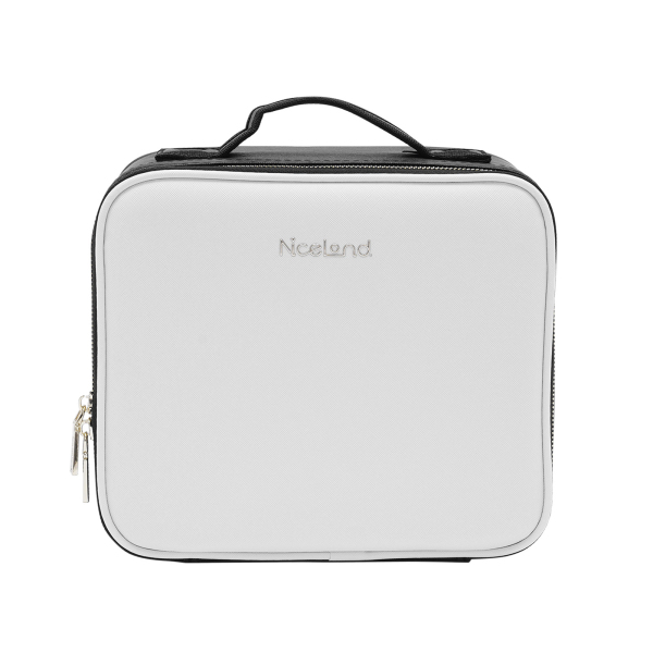 Trousse de maquillage de voyage avec miroir LED, compartiment à luminosité réglable, trousse de maquillage, blanc