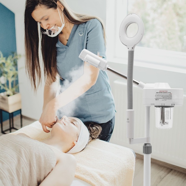 Vapeur à ozone 750 W 2 en 1 - Pour salon de beauté - Pour sauna facial - Phare - Brume chaude - 680 ml