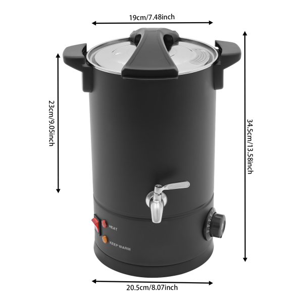 Fondoir à cire 8L, grand fondoir à cire, kit de fondoir à cire électrique pouvant être utilisé pour faire fondre de la cire de soja, de la paraffine, de la cire d'abeille - Noir