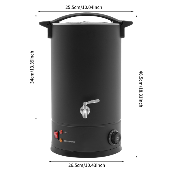 Four à cire électrique 15 L, fondoir à cire, fondoir à cire pour fabrication de bougies - Noir