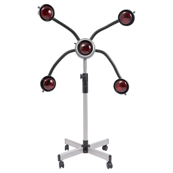 Lampe chauffante infrarouge à 5 têtes, chauffage de coiffure réglable en hauteur, lampe chauffante de salon