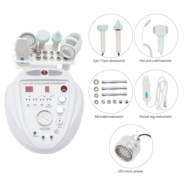 Facial Beauty Instrument 5 en 1 Diamond Dermabrasions Machine de soin du visage Équipement de salon